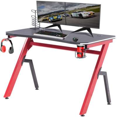 Professional Customized Logo Computer Table RGB Gaming Racing Desk With Cup Holder