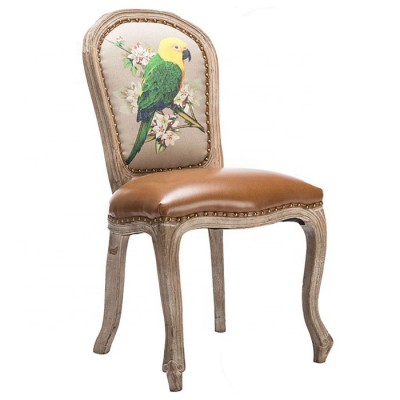 Types of Antique Leather Cushion Teak Imitation Wood Dining Chair for Restaurant