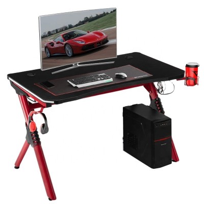 New design Office Desktop LED Gaming Desk Computer Table with Earphone Holder