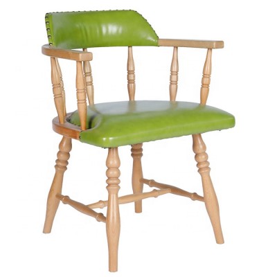 Outdoor Wood Frame Green Leather Garden Dining Chair Sillas de Comedor